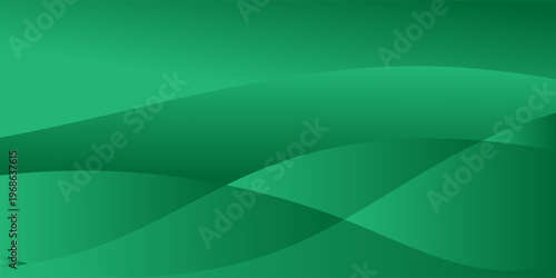 Layered green abstract waves with gradient tones, clean background, simple and elegant composition