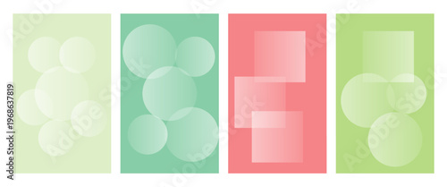 Set of color gradient round shapes. Futuristic abstract backgrounds with light soft colored spheres for creative graphic design. Vector illustration.