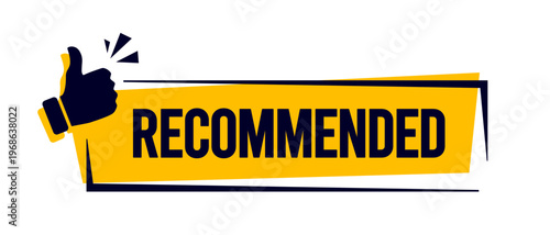 Modern Label With Thumb Up Icon And Text Recommended