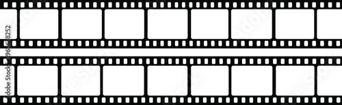 Film Strip Frame Vector Illustration in Outline Style with Horizontal Cinema Reel Design for Movie Production, Photography, Video Editing, and Media Background Use