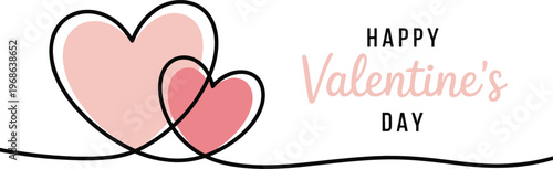 Minimalist Valentine's Day illustration with pink hearts