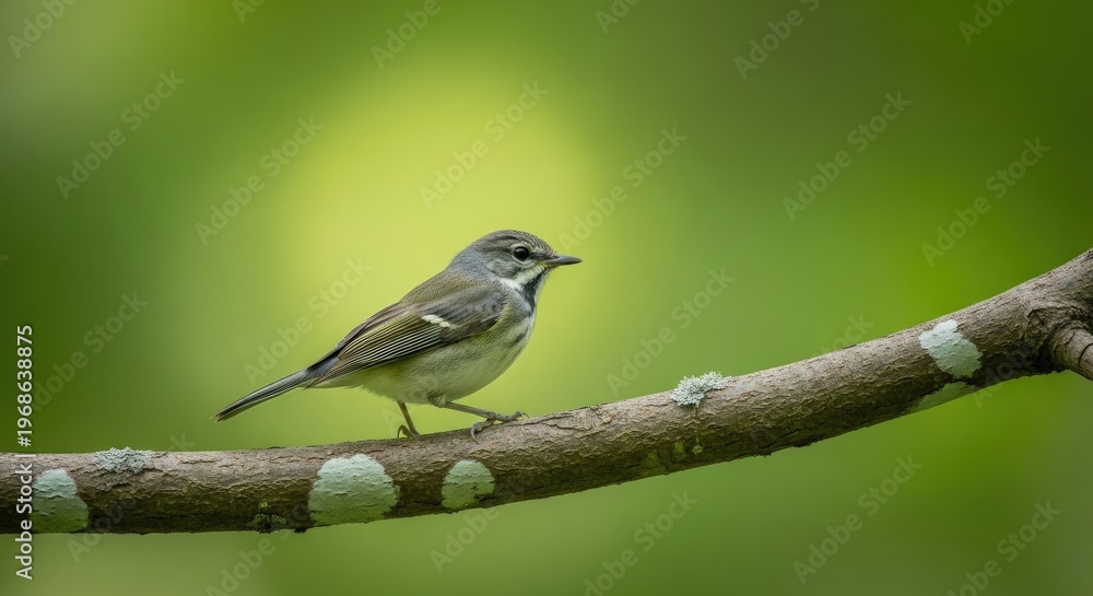 Obraz premium Small bird perched on a branch against a blurred green background