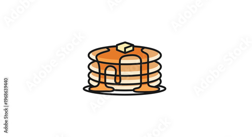 Stack of Golden Pancakes with Butter and Syrup on an Isolated White Background