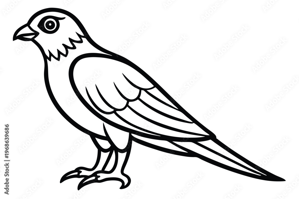 Obraz premium merlin bird silhouette line art vector illustration with a white background