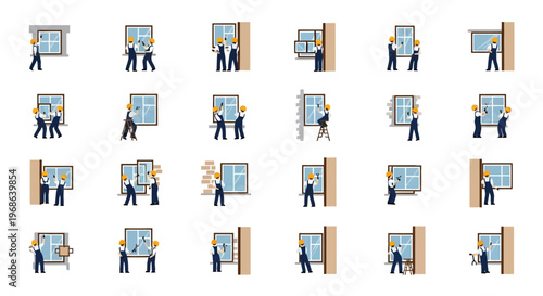 Flat design people moving house.