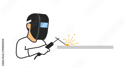 A person welding with protective gear.