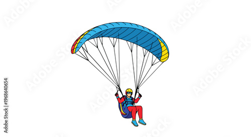 Paraglider Flying with Blue Parachute Illustration