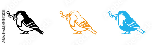 Colorful magpie bird icons cigarettes in black orange blue