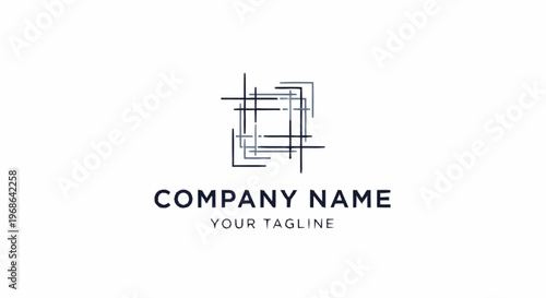 Abstract geometric logo design featuring overlapping lines forming a square shape.