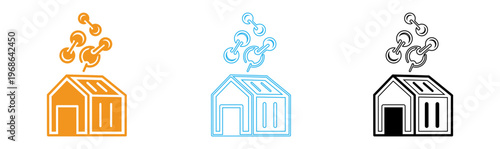 Quadro su tela Colorful house icons with smoke coming out of chimney in orange blue and gray fo