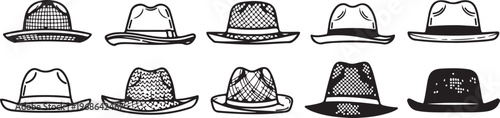 Foto A collection of stylish hats with various patterns and designs Vector