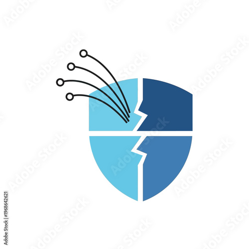 A broken shield with arrows piercing through.