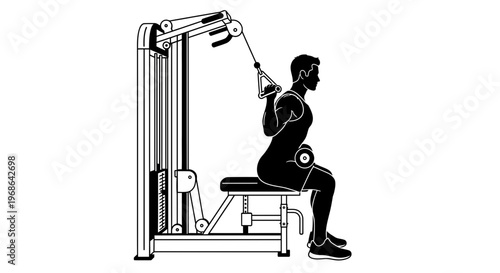 Man exercising on gym equipment.