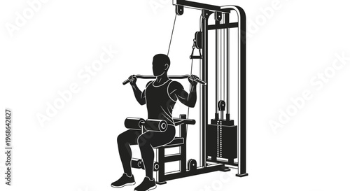 Man exercising on gym equipment machine.