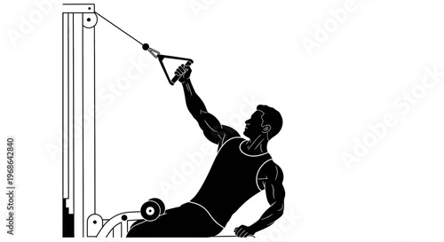 Man exercising on gym equipment.