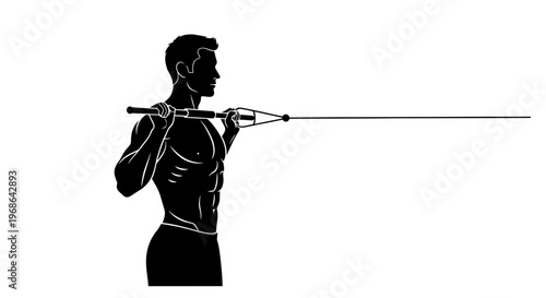 Man exercising with resistance band.