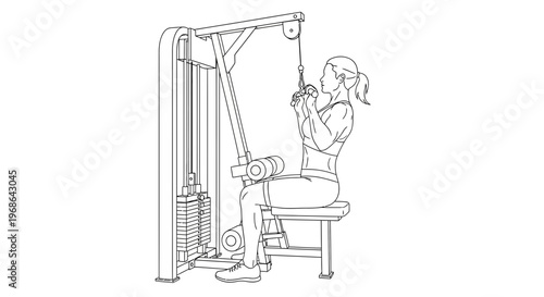 Woman exercising on gym equipment.
