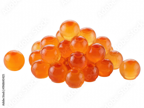 Fotografie A cluster of translucent red salmon roe fish eggs