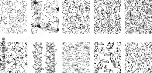 Tableau sur toile Abstract black and white fractal art showcasing intricate patterns and designs V