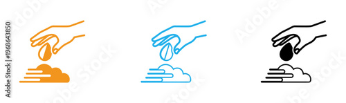 Hand Planting Seed Icon Set Minimal Growth Gardening Logo Vector