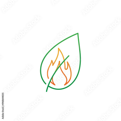 Stylized Leaf Containing Flame Symbol Representing Eco Energy.