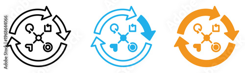 Free Download Three Colorful Cycle Icons Representing Process Flow and Recycling Concepts in Business and Technology - GFXLoad