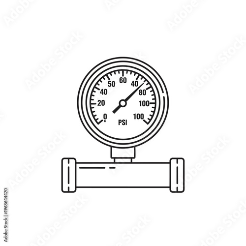 Pressure gauge on industrial pipe.
