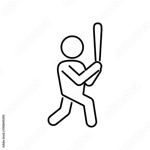 野球でバットを持っている人の線画アイコン