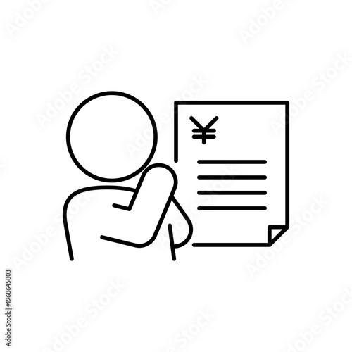 見積書を確認している人の線画アイコン