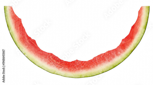 Foto Eaten Watermelon Slice with Bite Marks