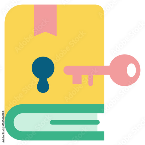book key lock knowledge education success learning flat style icon