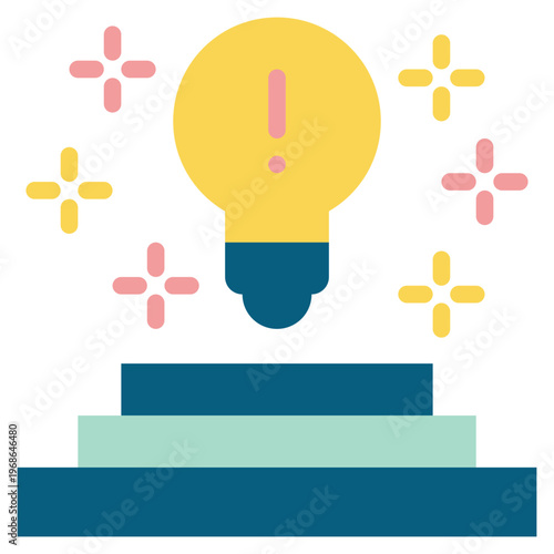 podium success reward light bulb knowledge learning flat style icon