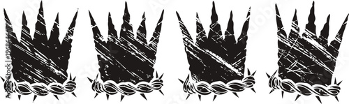 grunge black crown set with scratch texture and sharp spikes in four variations