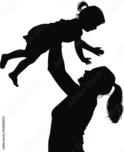 Black silhouette of a person holding a camera with a cat on shoulder against white background