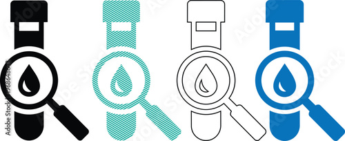 Vector test tube and magnifying glass icons