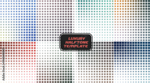 Multicolor Square Halftone Gradient Background Abstract Geometric Template