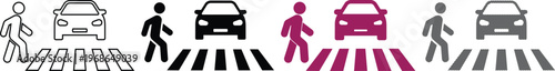 Vector pedestrian crossing with car icon with flat design
