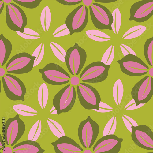 Cute seamless pattern with decorative flowers and leaves can be used for wallpapers, surface textures, textile,linen, kids cloth, pattern fills, page backgrounds and more designs