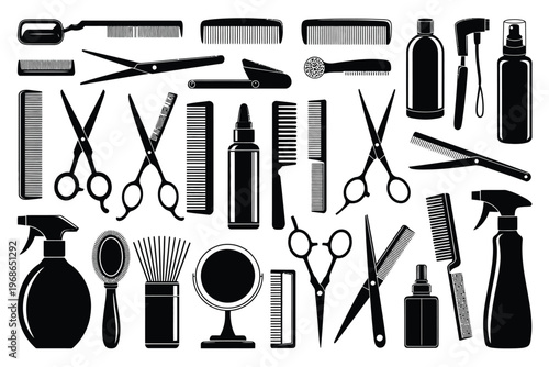 Black and white of various musical instruments and accessories