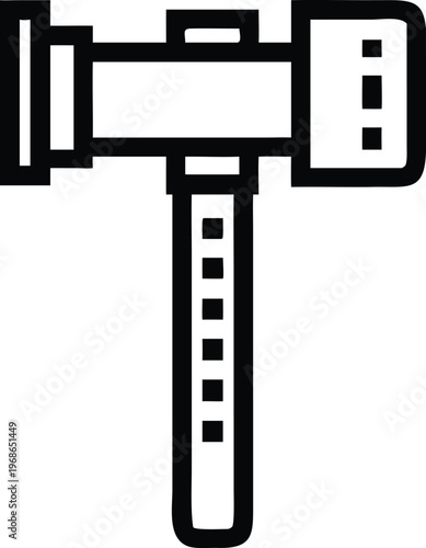 Essential linear icon of a powerful sledgehammer tool for construction and demolition tasks