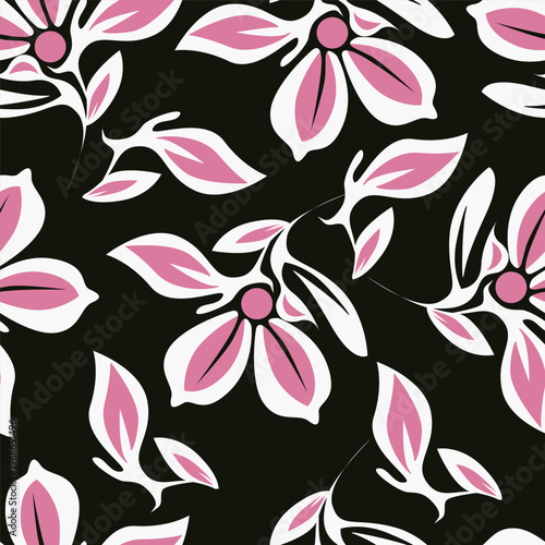 Cute seamless pattern with decorative flowers and leaves can be used for wallpapers, surface textures, textile,linen, kids cloth, pattern fills, page backgrounds and more designs