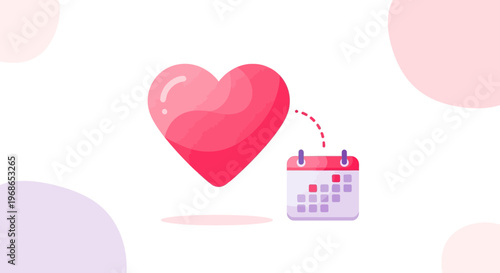 Heart with Calendar Icon: Love, Dating, Anniversary, Planning, Romance Concept