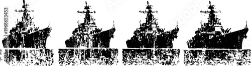 naval warships silhouette set military battleship fleet at sea maritime defense vessels and technology