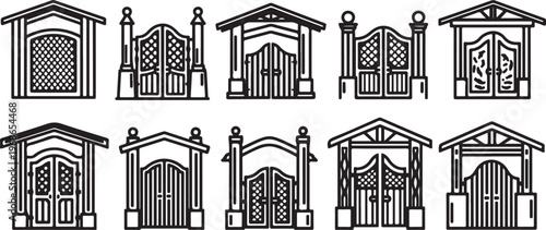 Quadro su tela Gothic architectural styles illustrated with window designs and ornamental detai