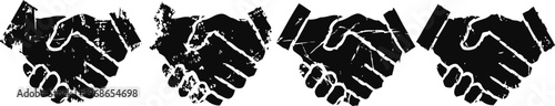 handshake icon set business partnership symbol in black silhouette collaboration and agreement concept