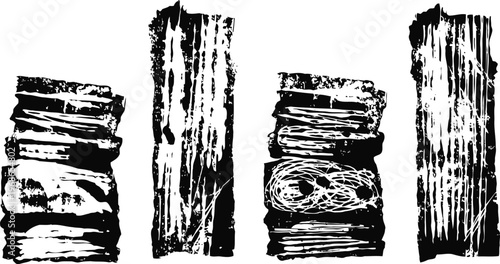 grunge wood texture isolated black and white rough wooden planks with distress marks and natural grain patterns