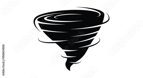 A swirling black tornado dominates the frame its powerful shape captured in a striking silhouette high quality professional detailed modern elegant