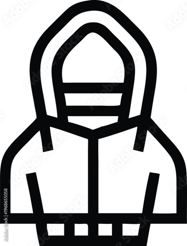 Essential hooded jacket outline icon for safety, warmth, and casual wear in various settings