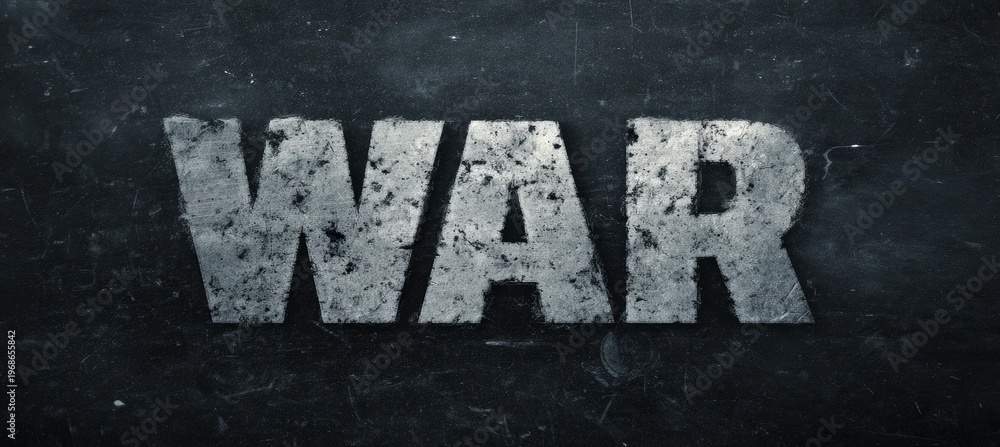 Obraz premium War text on grunge dark background. Generative AI technology. 