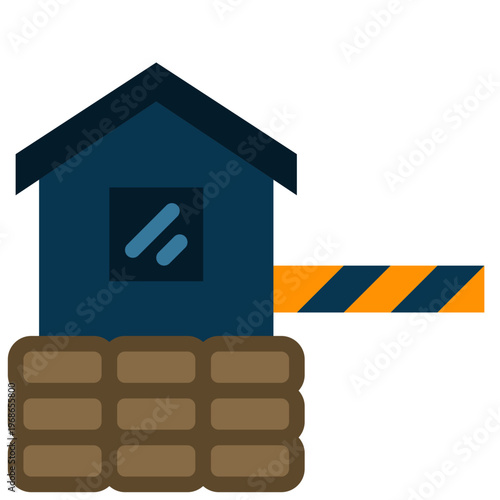 Military booth and barrier flat design icon